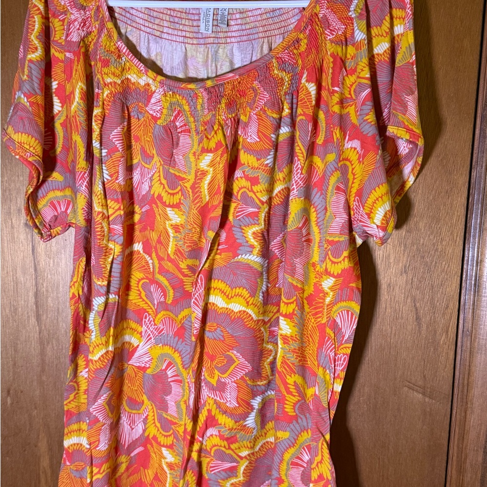 Madison Vibrant Orange and Yellow Blouse